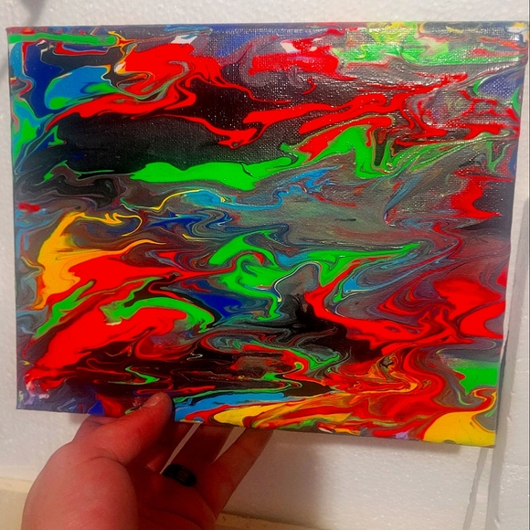 Glow in the Dark Pour Paint Painting 8x10 - Picture 2 of 4